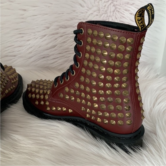 RARE: Dr. Martens Red and Gold Combat Moto Boots - Picture 5 of 8
